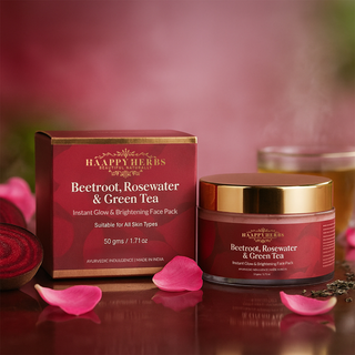 Beetroot, Rosewater & Green Tea - Intense Glow & Brightening Face Pack - 50g