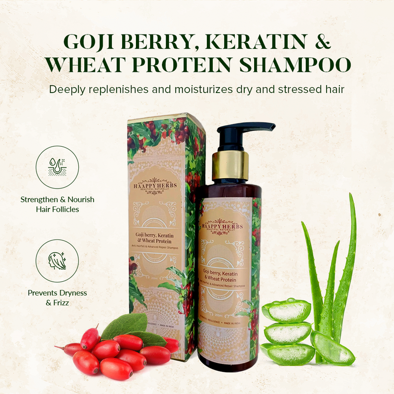 Goji Berry, Keratin & Wheat Protein Shampoo | Haappy Herbs Shampoo ...